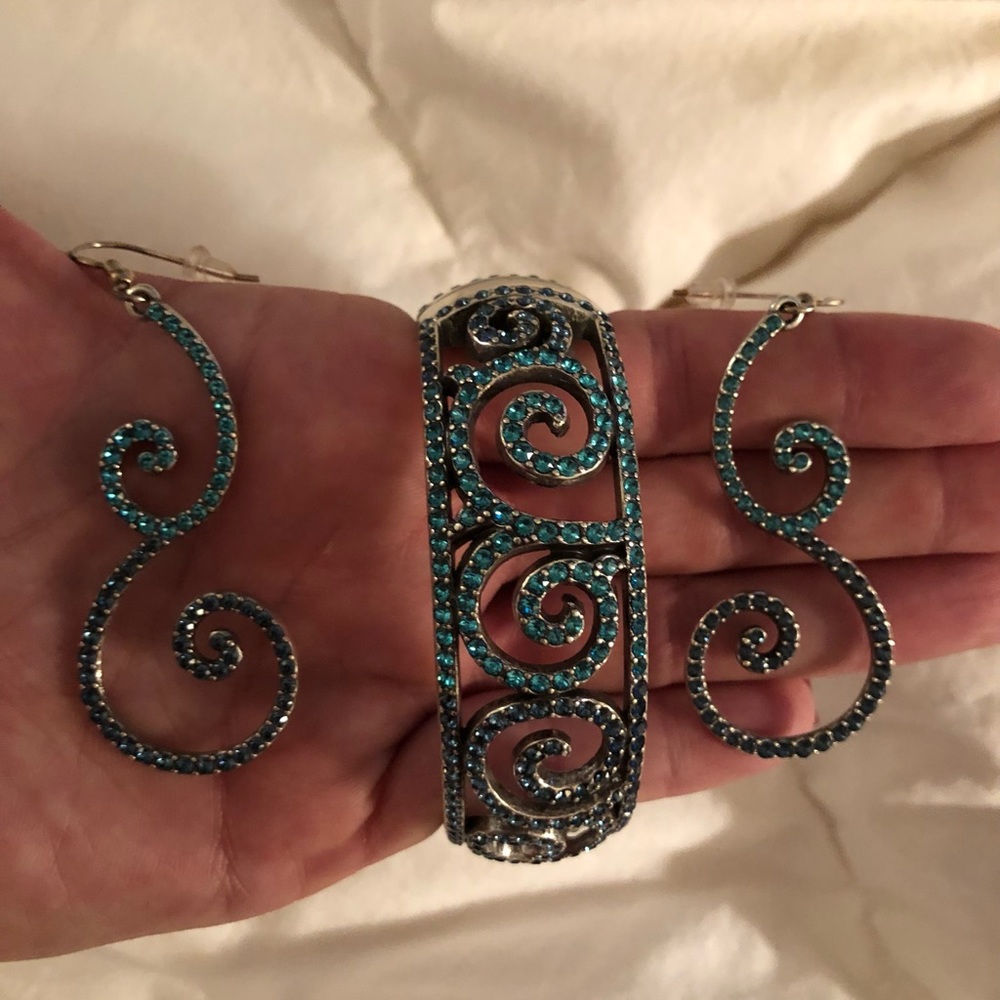 Blue matching bangle and earrings